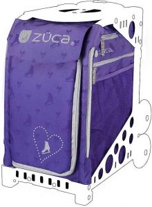 ¿Cuál es la capacidad de almacenamiento de una maleta ZUCA para patinaje?